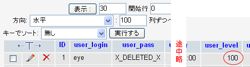 user_levelの修正後の画面
